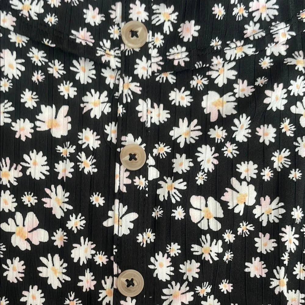 Justice Black and White Floral Kids Blouse